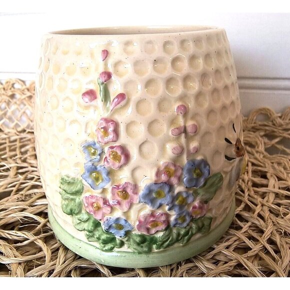 Vintage Kensington Honeypot Base, Honeycomb Bee and Flowers Made in England, EUC - Picture 3 of 7